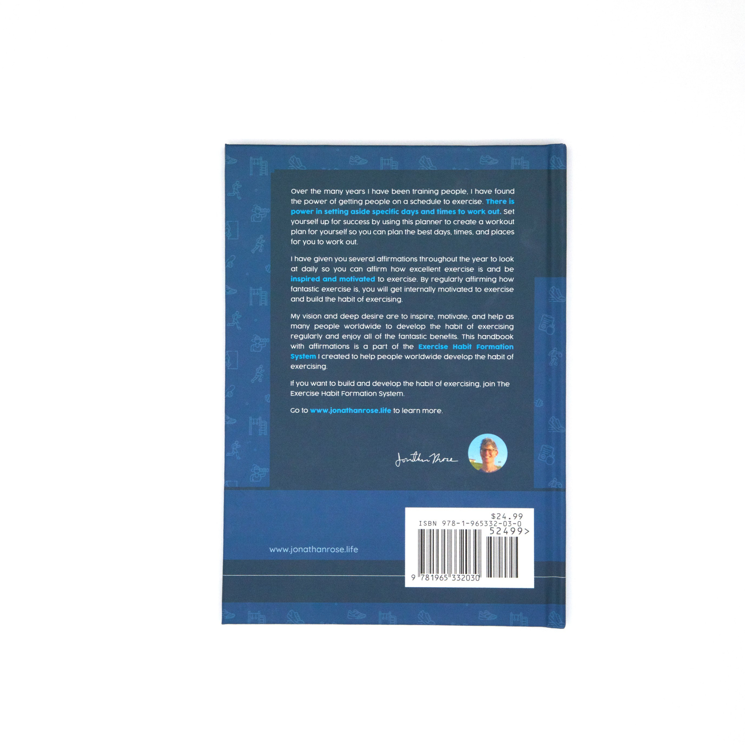 Jonathan Rose Affirmation Handbook, Hardcover Falling In Love with Exercise, Back