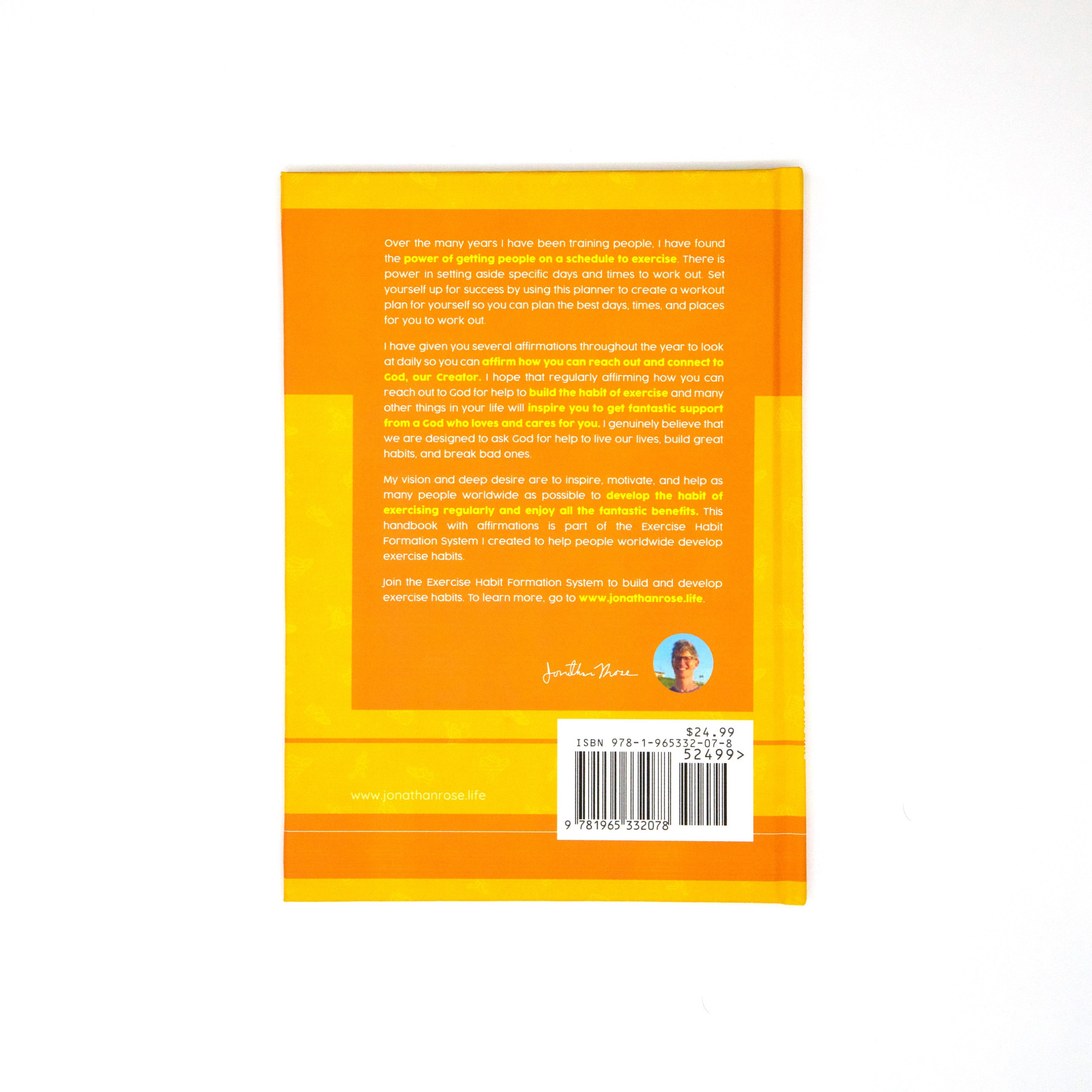 Jonathan Rose Affirmation Handbook, Hardcover Building the Habit of Exercise with Your Creator, Back