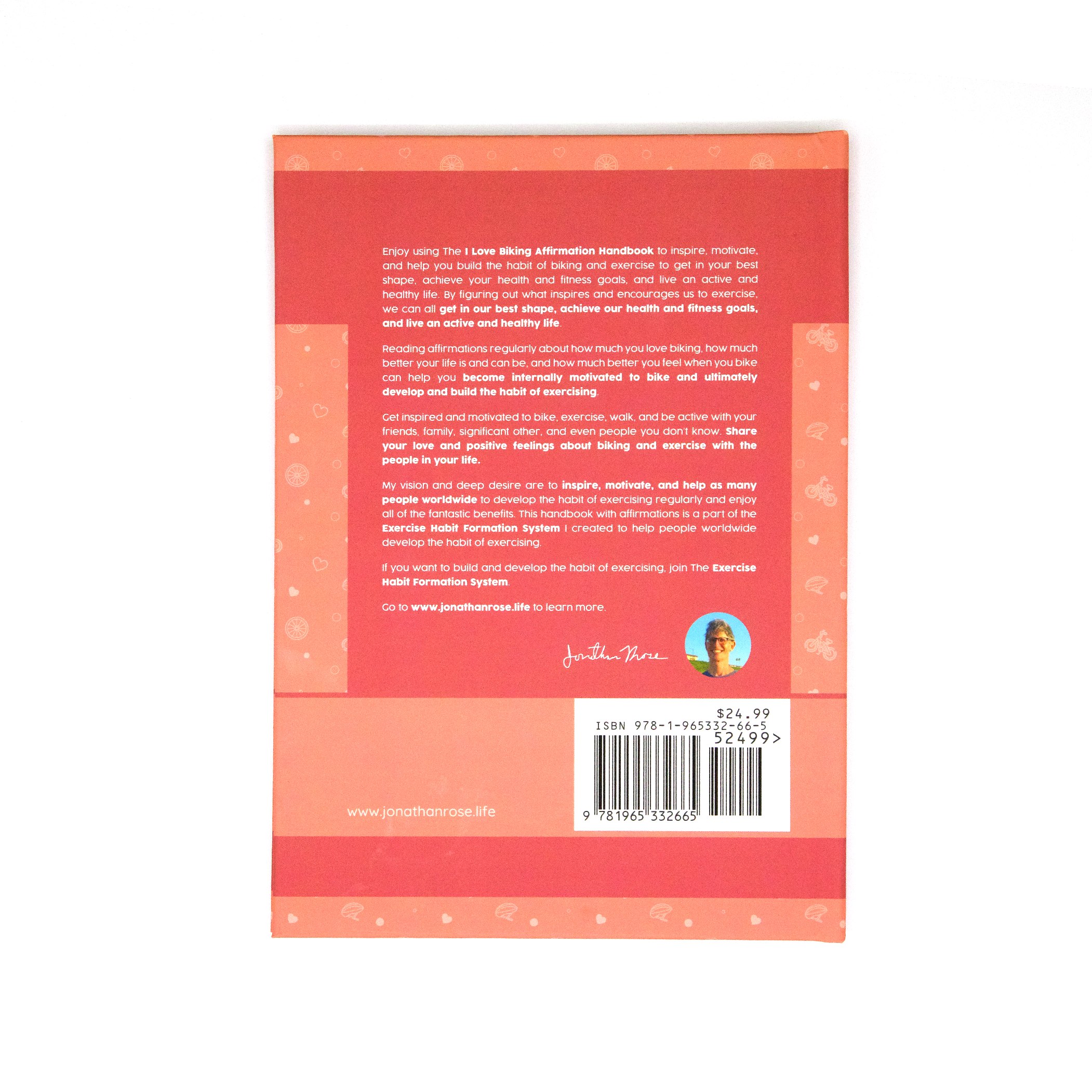 Jonathan Rose Affirmation Handbook, Hardcover I Love Biking, back