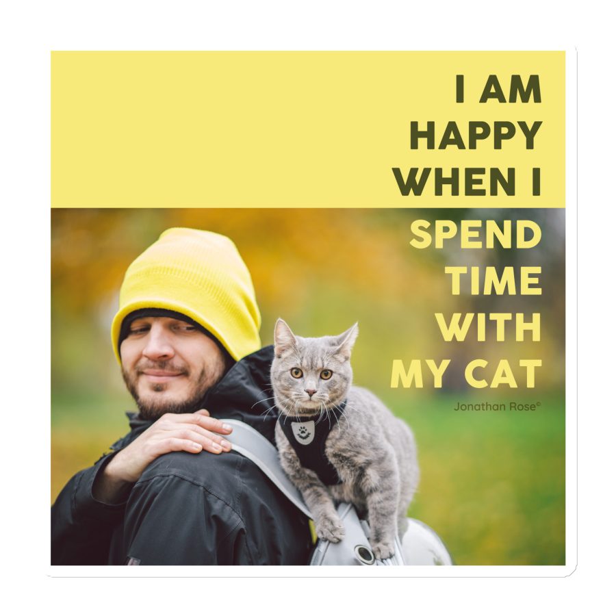 I am happy when I spend time with my cat Magnet
